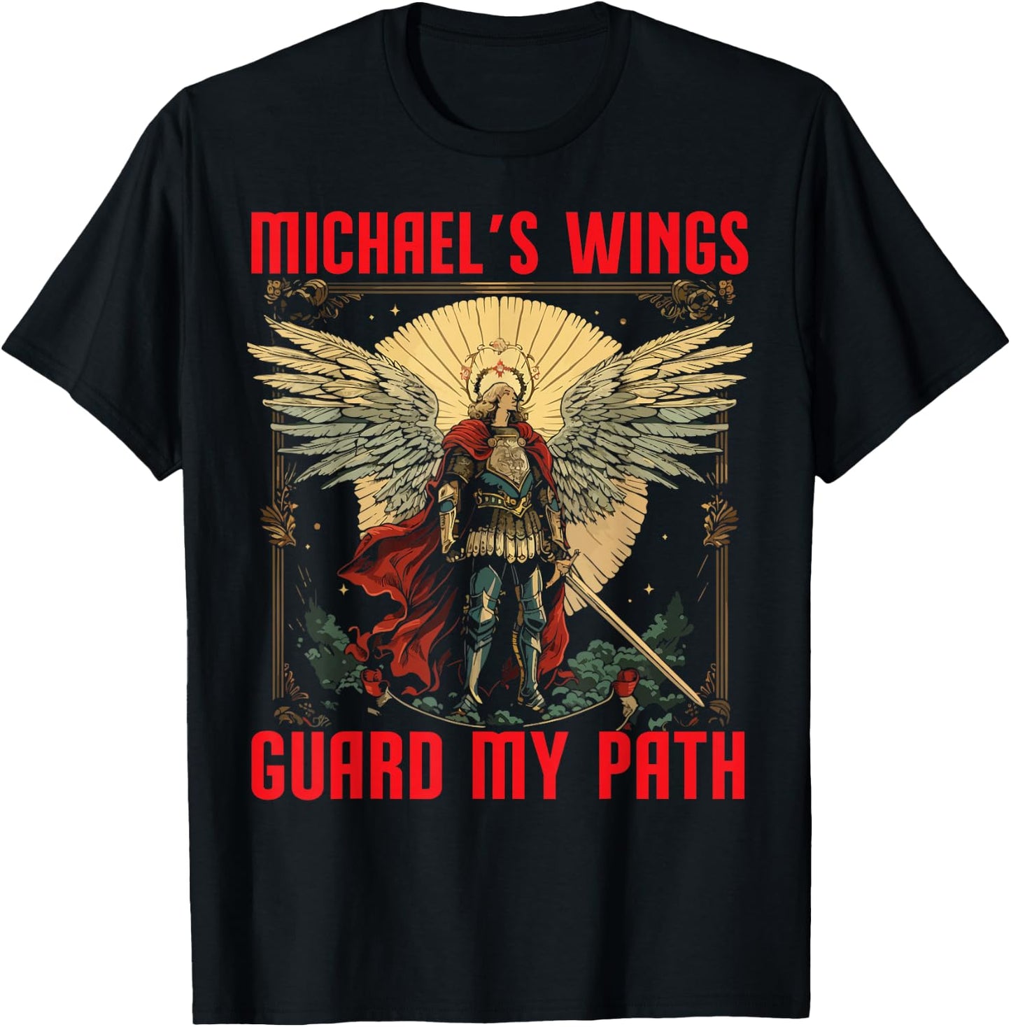 Archangel Michael Catholic Christianity Guardian Angel T-Shirt - T-Shirt | Black