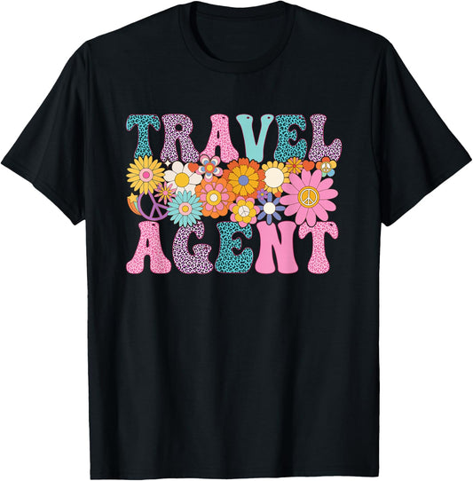 Travel Agent Week Groovy Leopard Appreciation Day T-Shirt - T-Shirt | Black