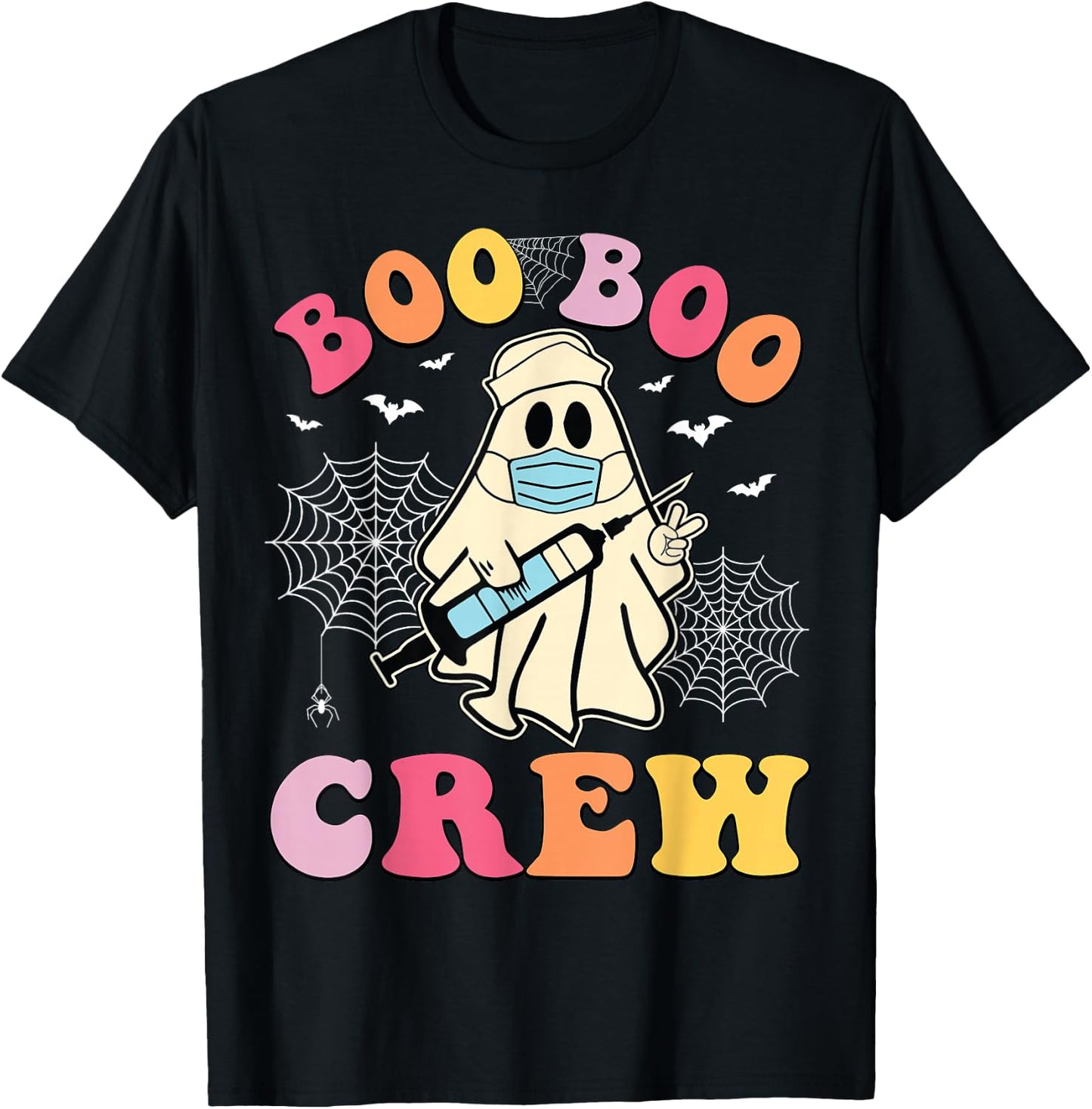 Groovy Boo Crew Nurse Funny Ghost Women Halloween Nurse T-Shirt - T-Shirt | Black