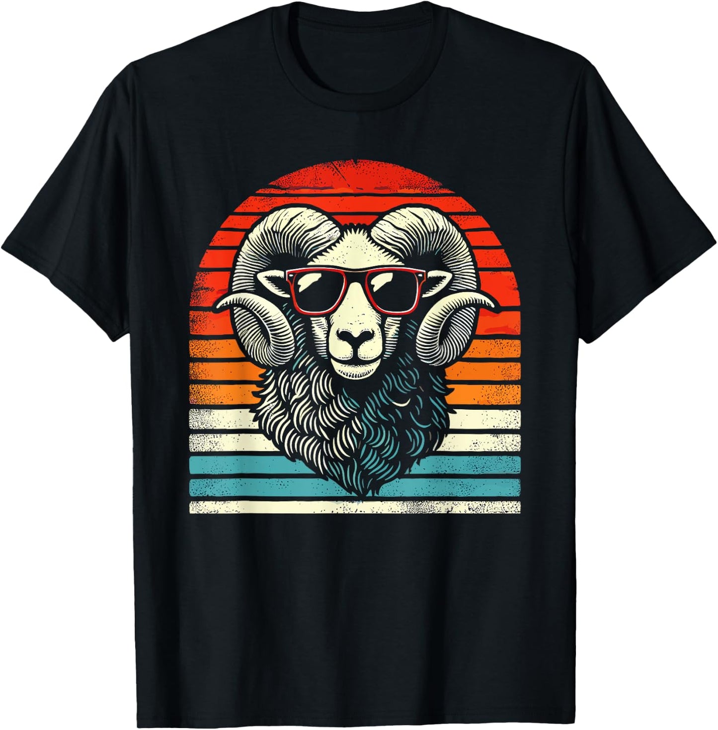 Retro Ram in Sunglasses Men Women Kids Novelty Funny Ram T-Shirt - T-Shirt | Black