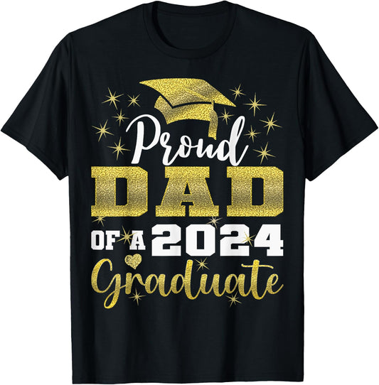 Super Proud Dad of 2024 Graduate Awesome Family College T-Shirt - T-Shirt | Black