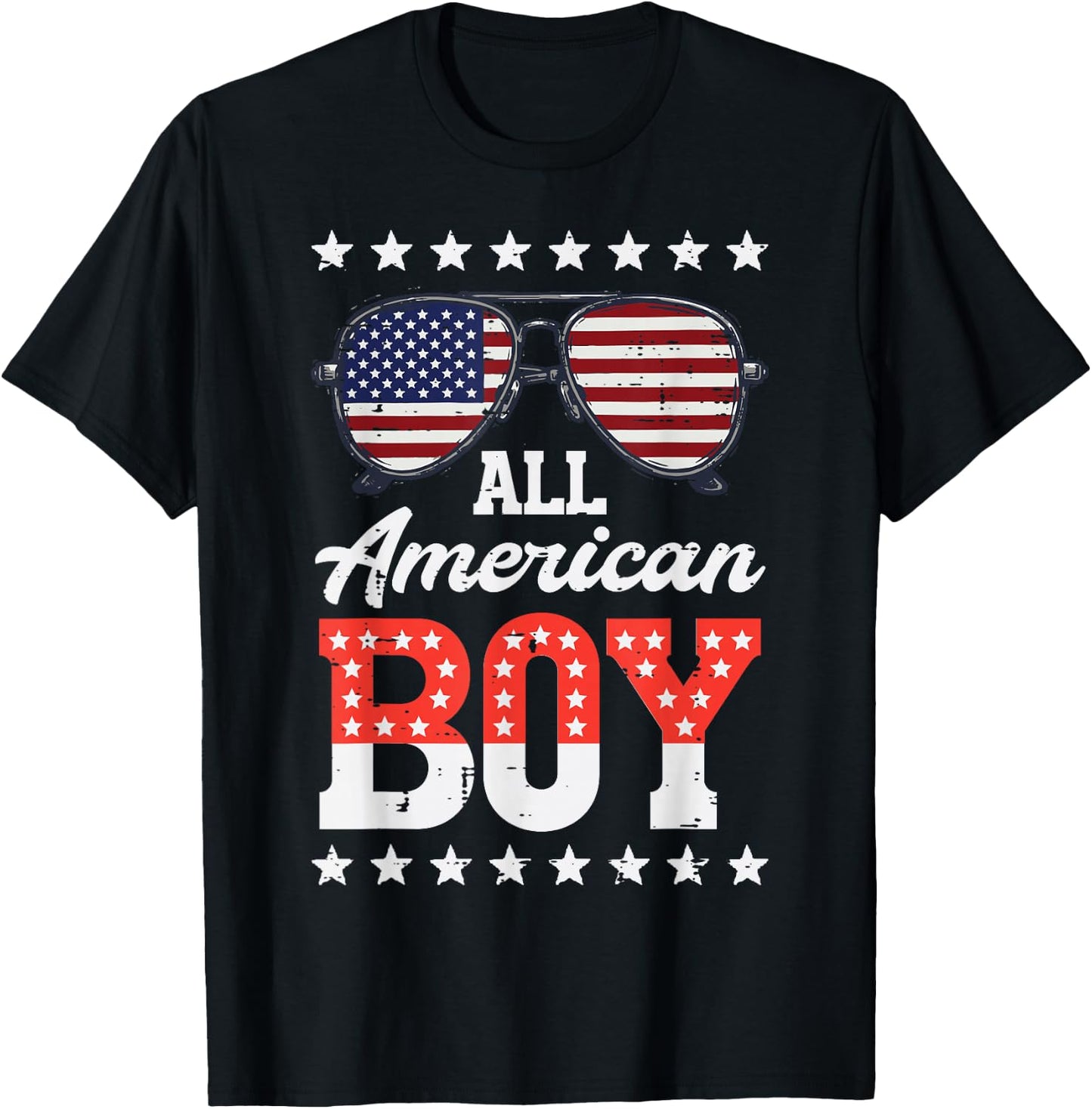 All American Boy USA Sunglasses 4th of July Boys Kids Men T-Shirt - T-Shirt | Black