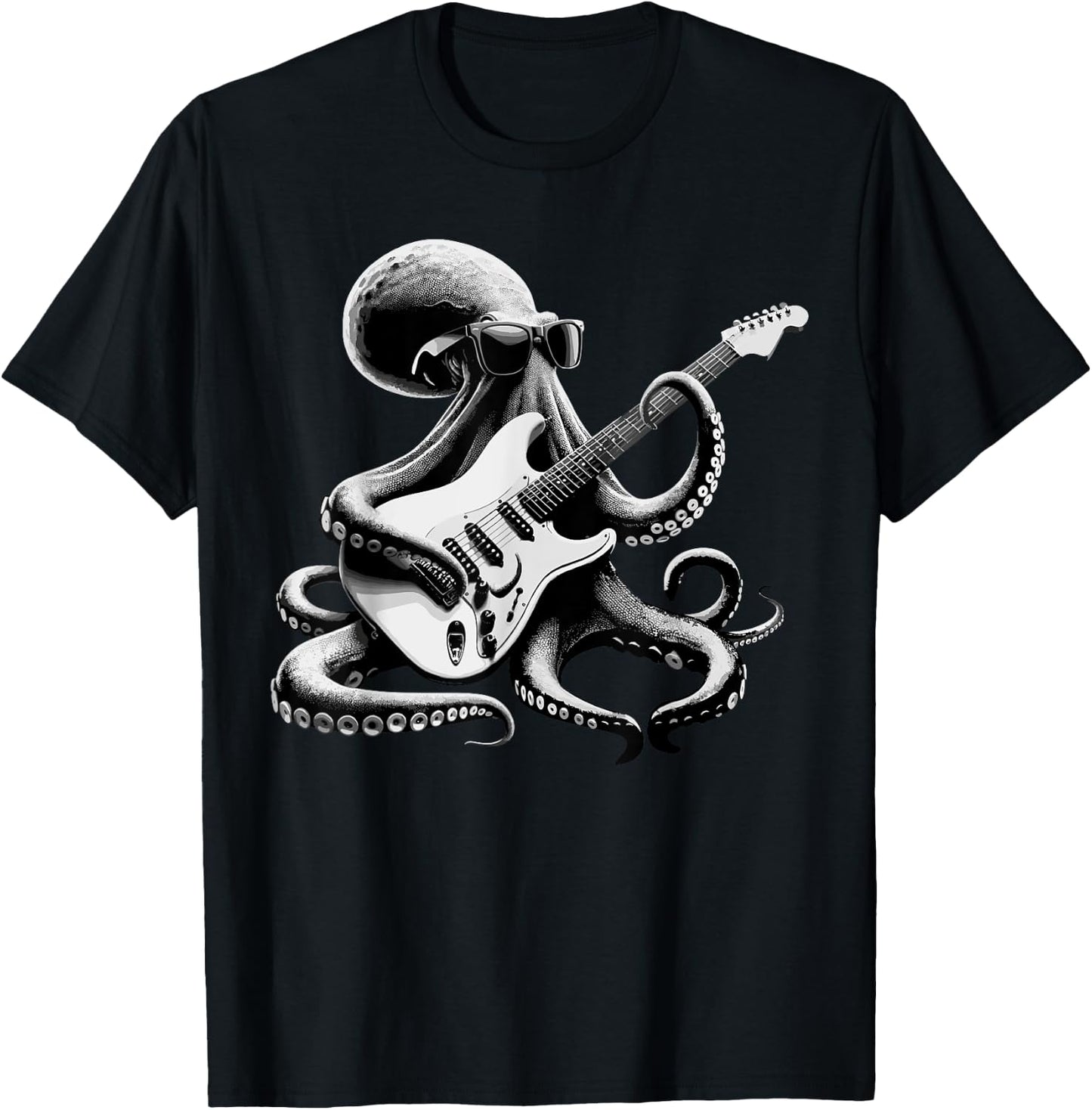 Guitar Octopus Novelty Rock Music Band Concert Funny Guitar T-Shirt - T-Shirt | Black