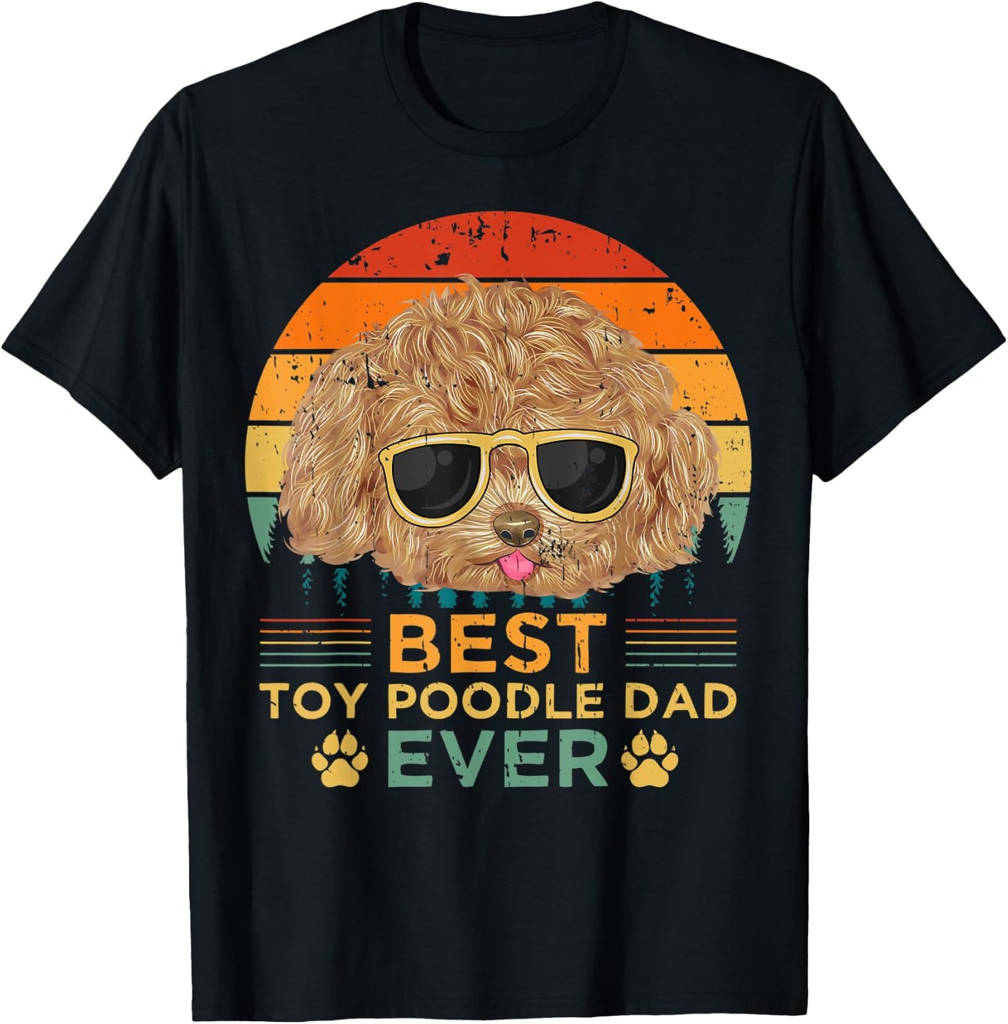 Retro Vintage Sunset Best Toy Poodle Dad Father's Day T-Shirt - T-Shirt | Black
