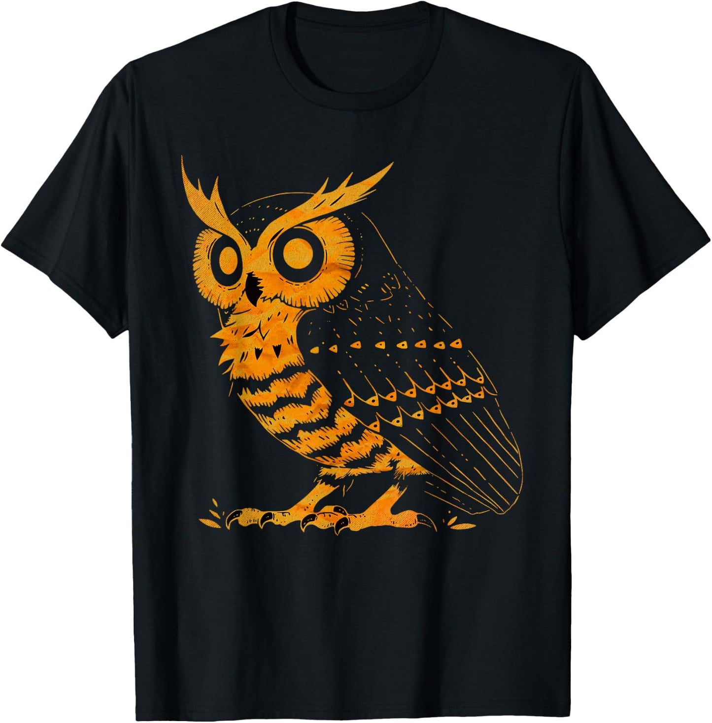Cute Retro Aesthetic Orange Bird Head Nocturnal Owl Lover T-Shirt - T-Shirt | Black