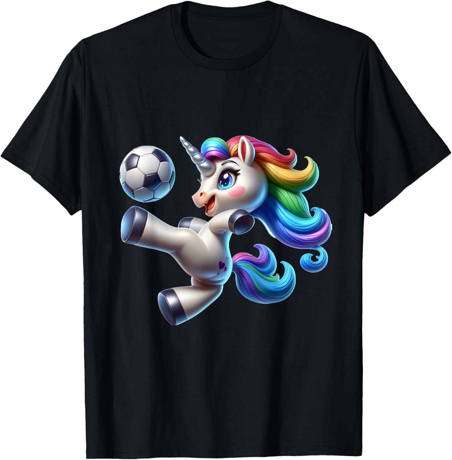 Cute Soccer Player Unicorn T-Shirt - T-Shirt | Black