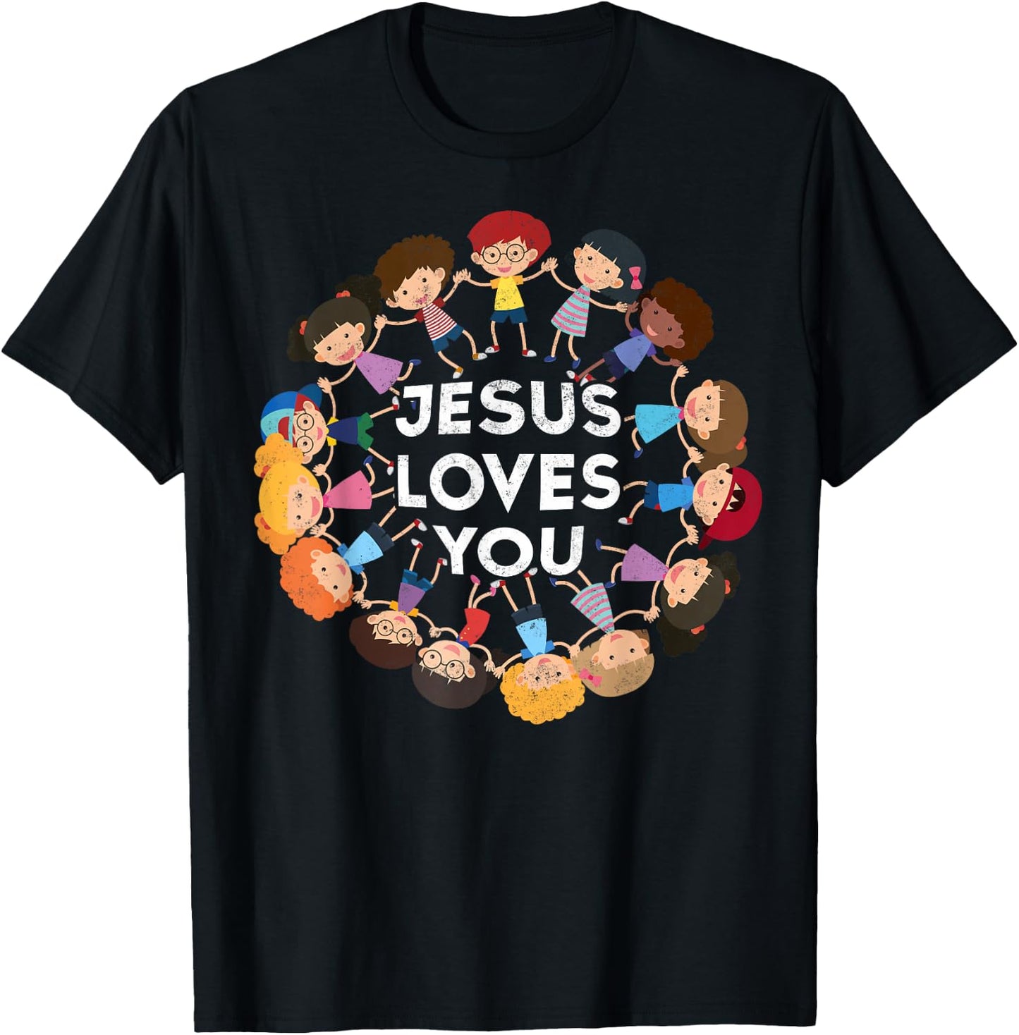 Jesus Loves You Christian Kids Jesus Christ Bible Lover T-Shirt - T-Shirt | Black