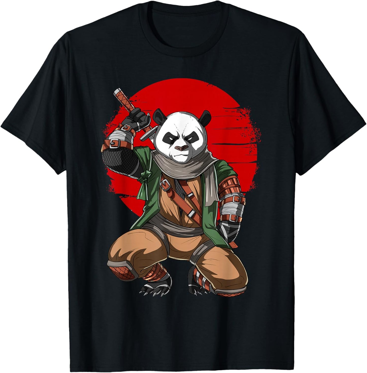 Panda Bear Samurai Japanese Samurai Warrior Ninja T-Shirt - T-Shirt | Black