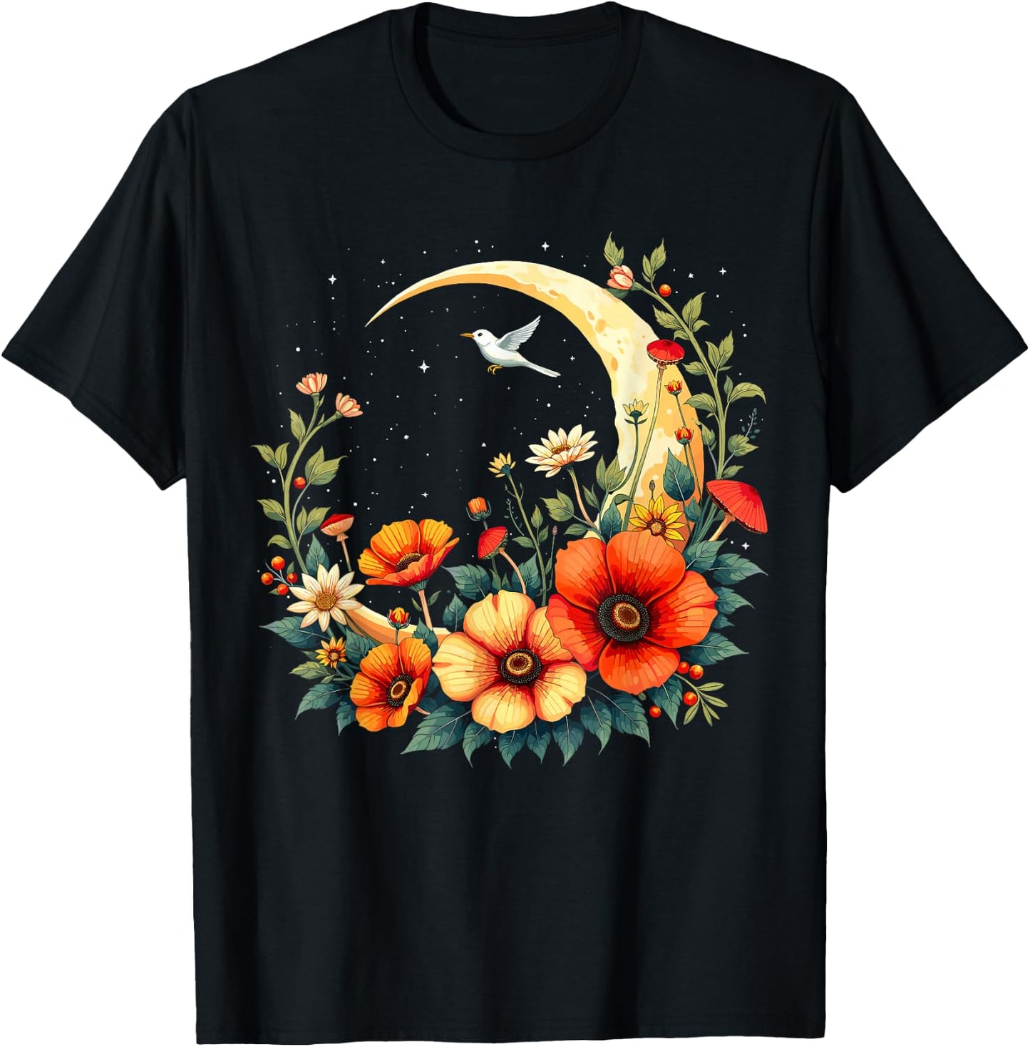 Moon Wildflower T-Shirt - T-Shirt | Black
