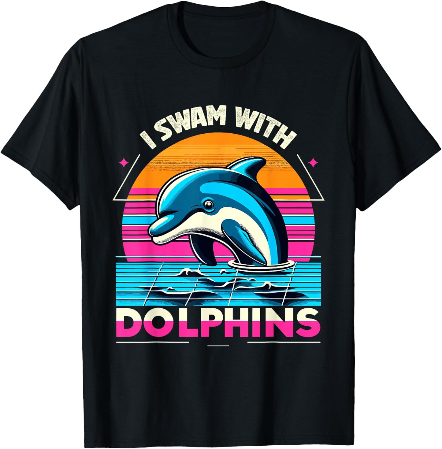 I swam with Dolphins Men Women Kids Funny Dolphin T-Shirt - T-Shirt | Black
