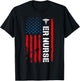 Patriotic ER Nurse Shirt Retro American Flag 4th of July RN T-Shirt - T-Shirt | Black