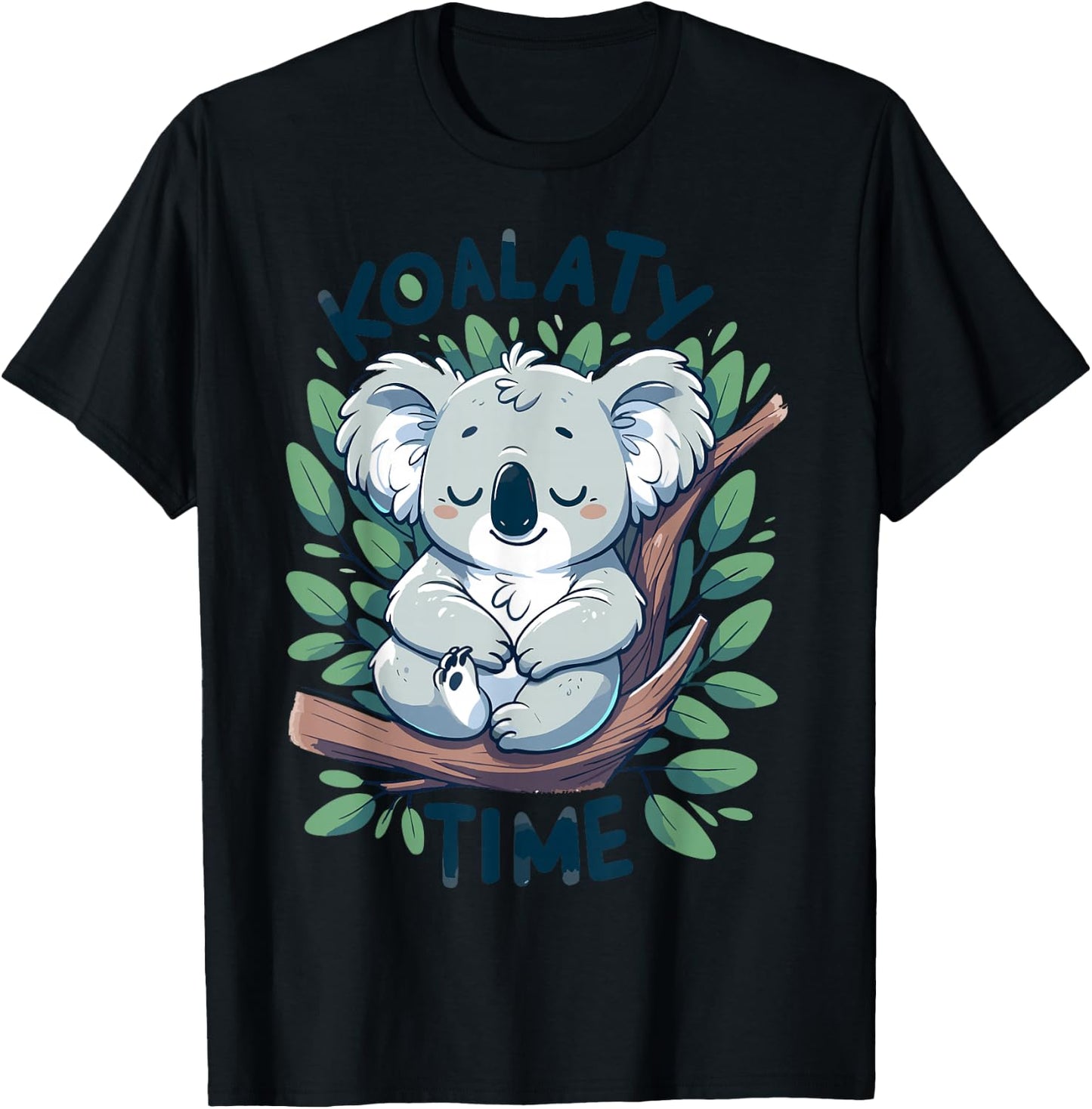 Koalaty Time Cute Koala Pyjamas Girls Kids Women Koala Pjs T-Shirt - T-Shirt | Black