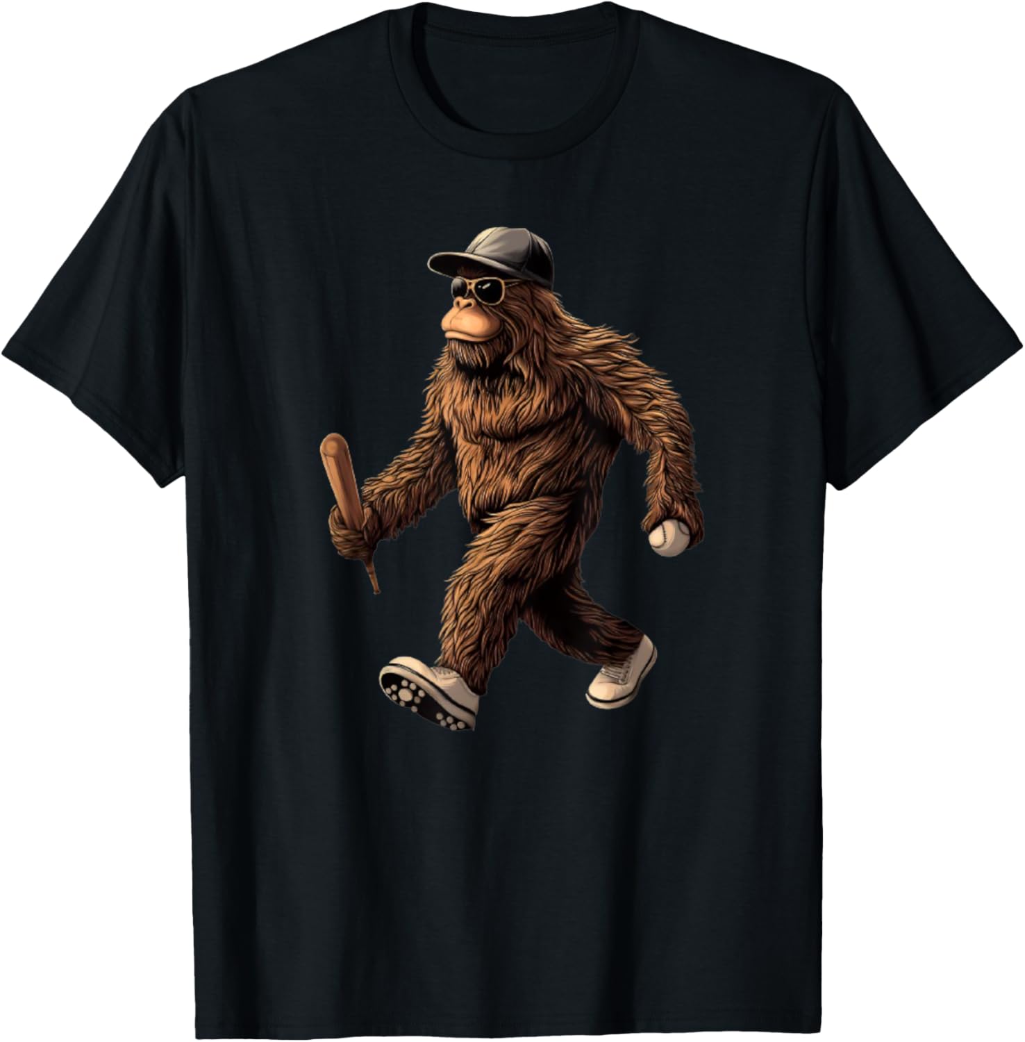 Funny Bigfoot Sasquatch Women Coach Player Baseball T-Shirt - T-Shirt | Black