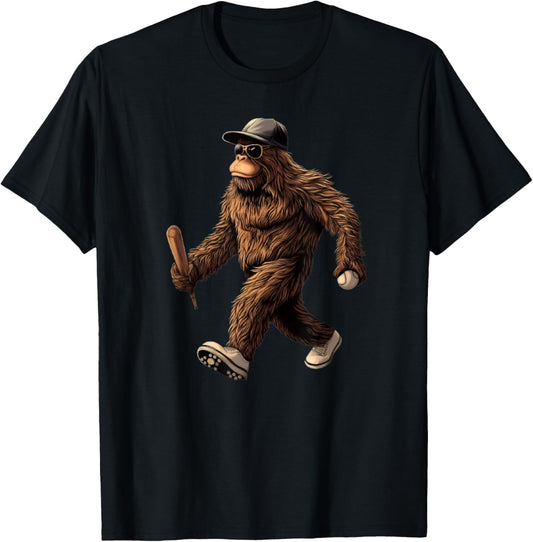 Funny Bigfoot Sasquatch Women Coach Player Baseball T-Shirt - T-Shirt | Black
