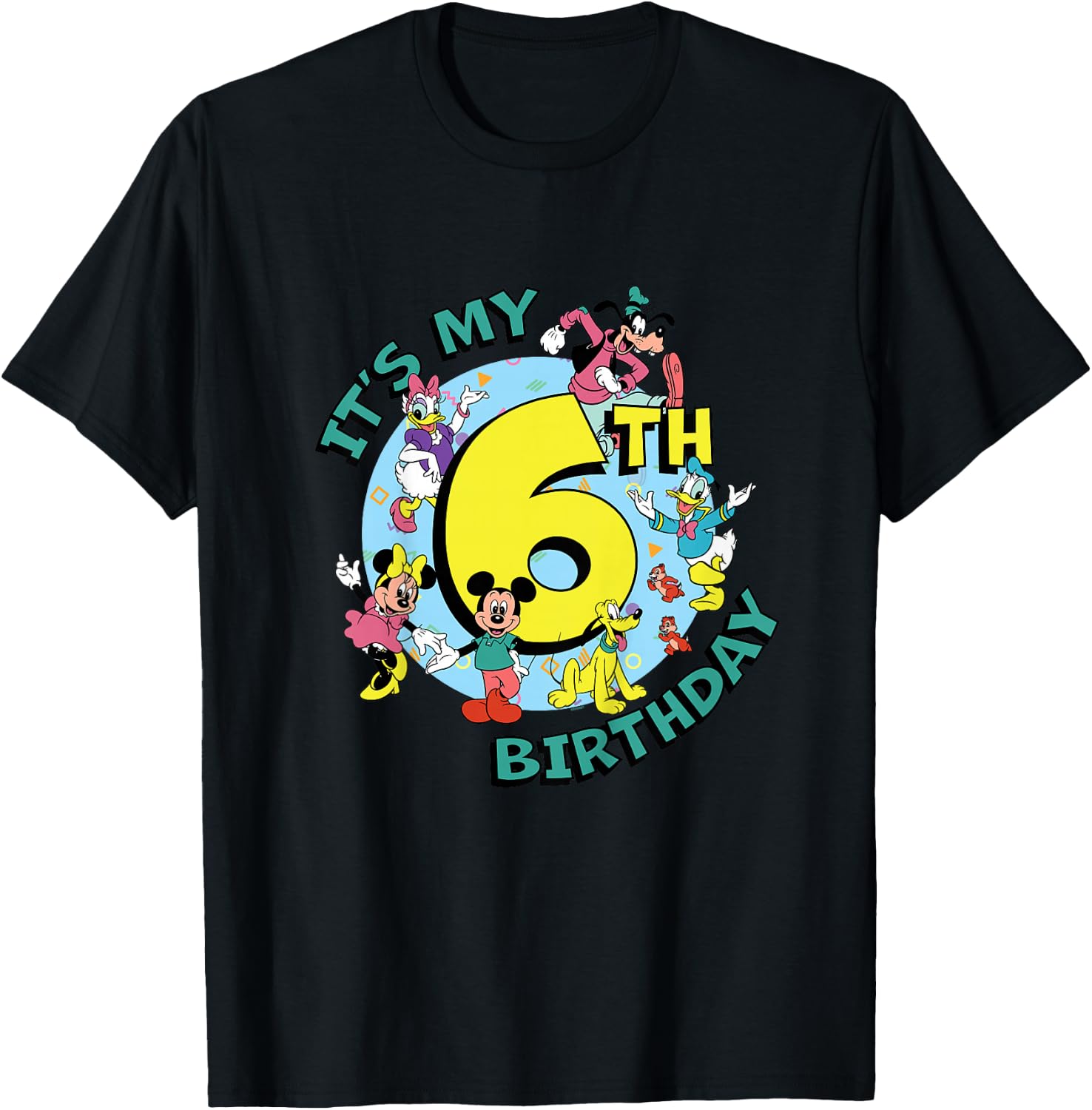 Disney Mickey and Friends It’s My Sixth 6th Birthday T-Shirt - T-Shirt | Black