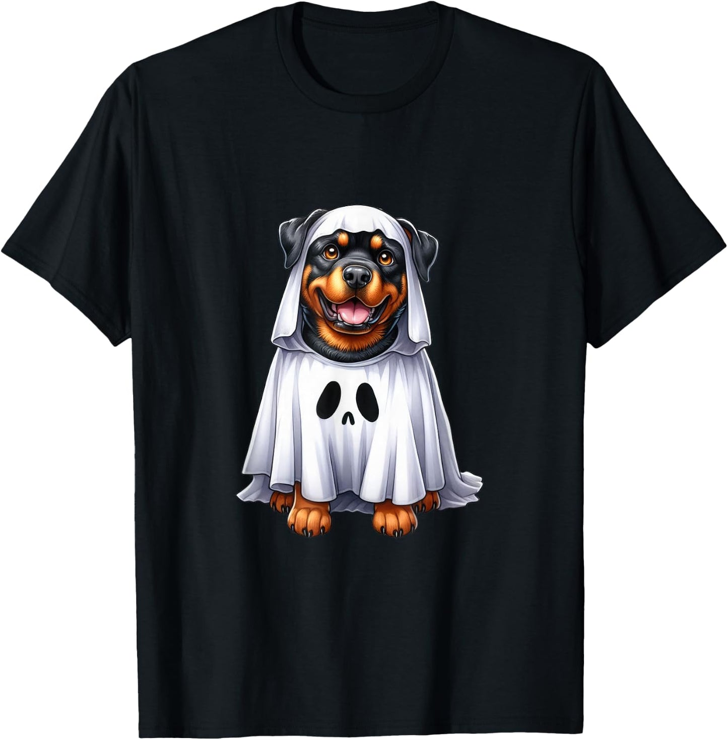 Cute Halloween Rottweiler Dog as Ghost Dog Owner Dogs T-Shirt - T-Shirt | Black