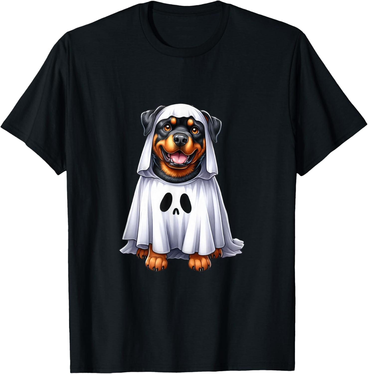 Cute Halloween Rottweiler Dog as Ghost Dog Owner Dogs T-Shirt - T-Shirt | Black