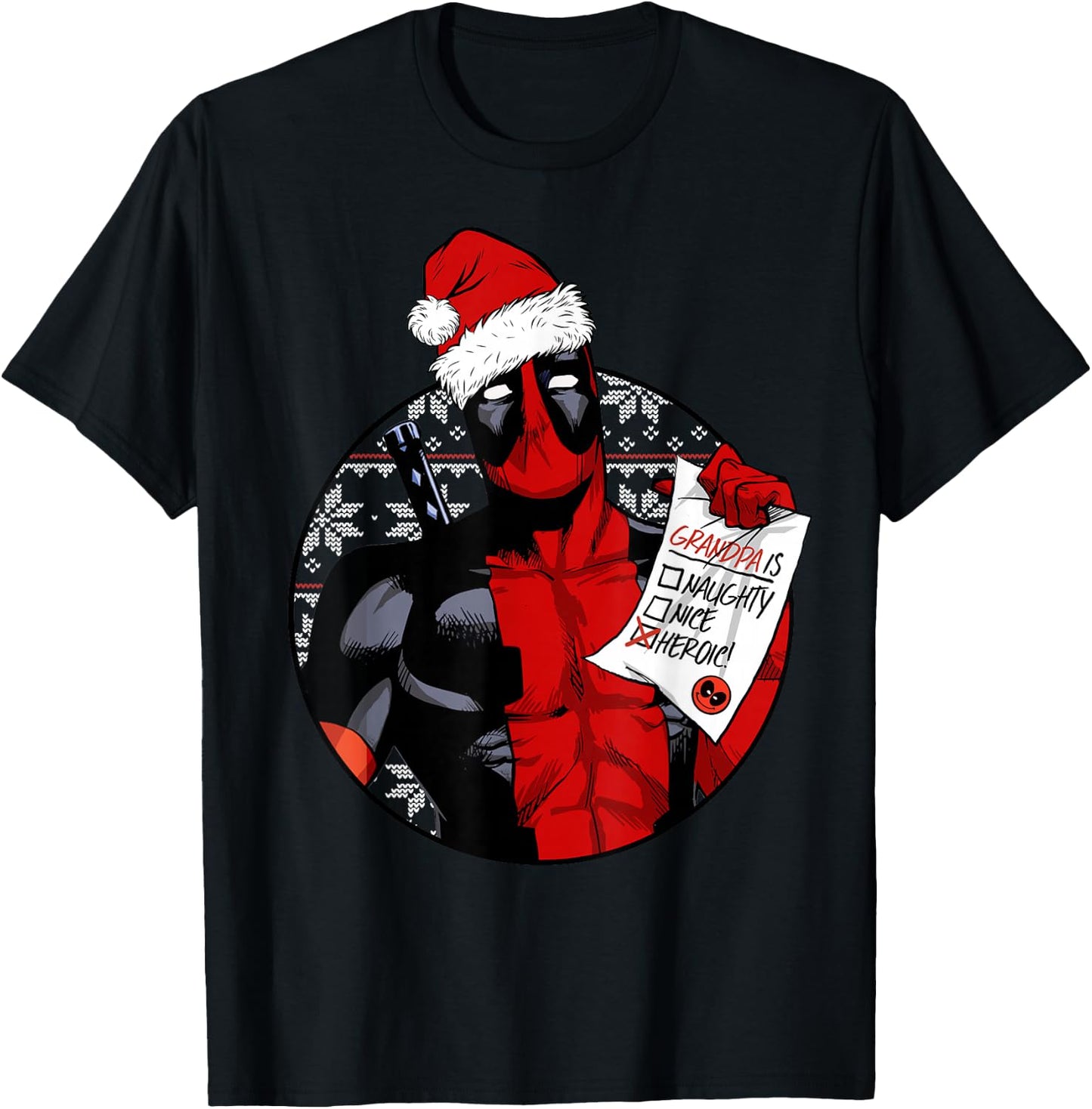 Marvel Deadpool List Grandpa Is Heroic Christmas T-Shirt - T-Shirt | Black