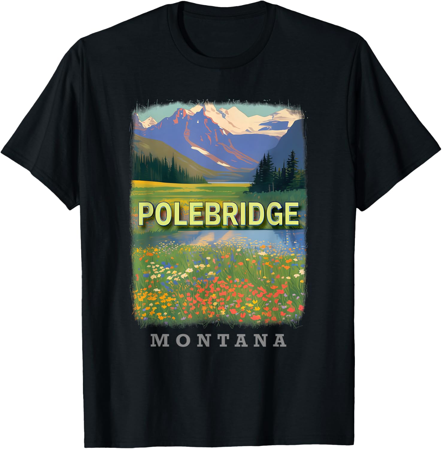 Polebridge Montana MT Northern Rockies Panorama SD339 T-Shirt - T-Shirt | Black