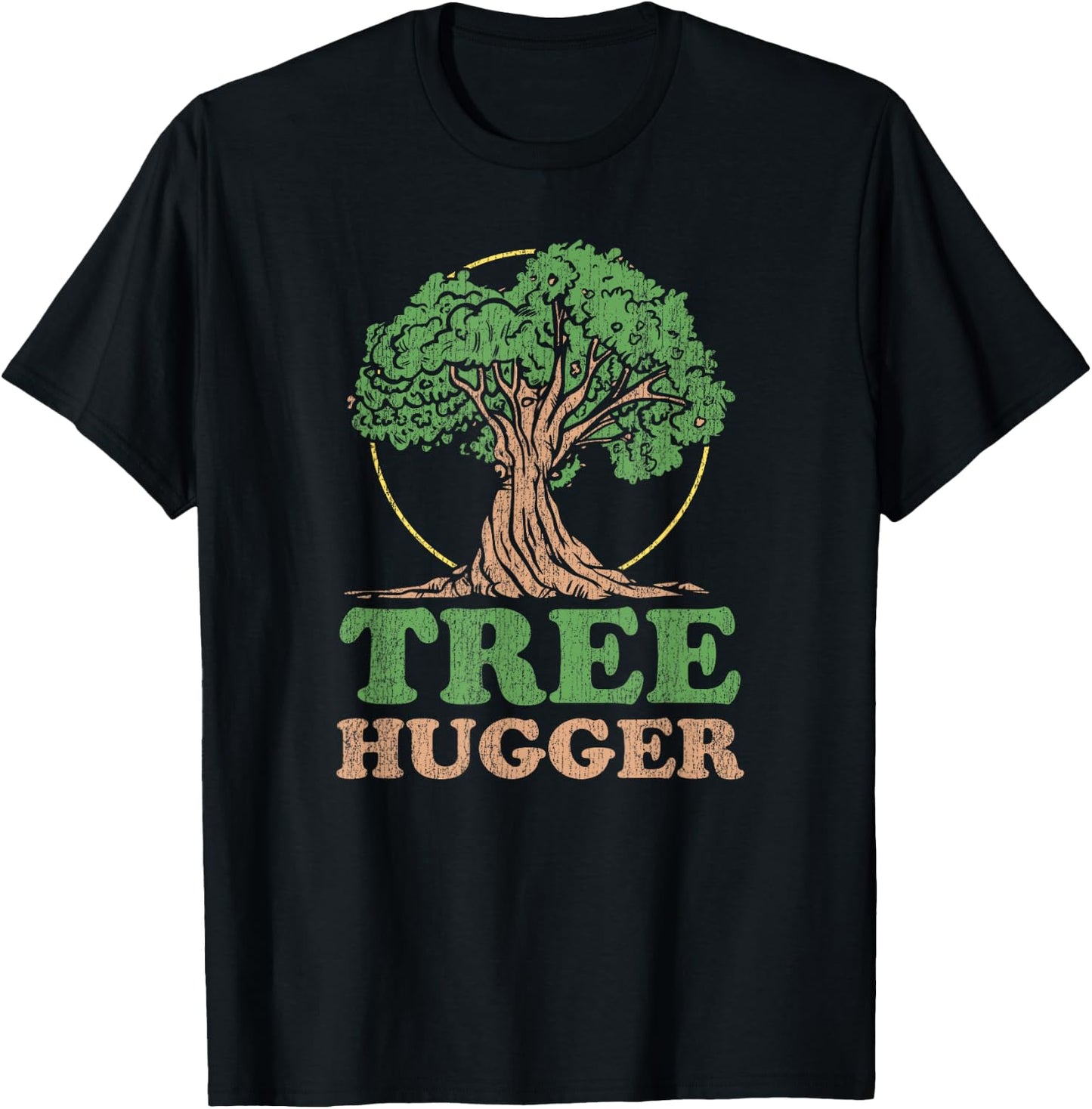 Tree Hugger Retro Vintage Environmental Nature Lover T-Shirt - T-Shirt | Black