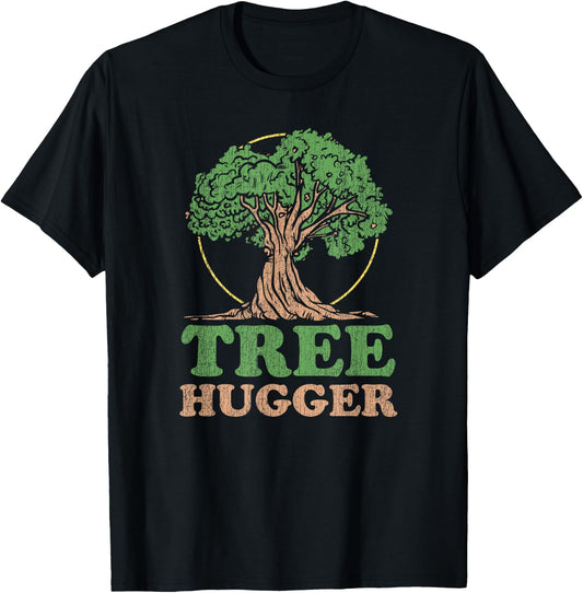 Tree Hugger Retro Vintage Environmental Nature Lover T-Shirt - T-Shirt | Black