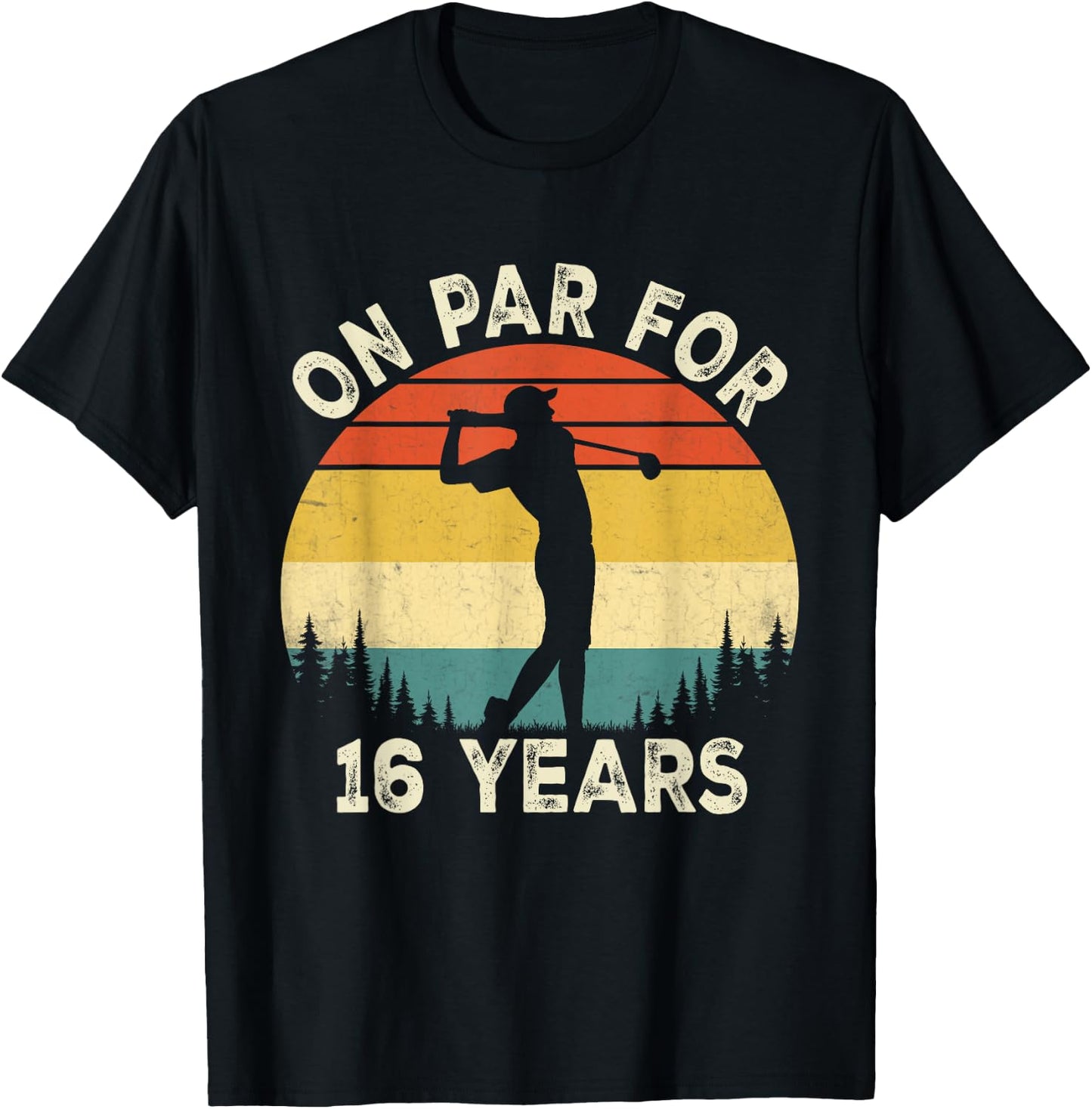 Funny 16th Birthday Golf Golfer 16 Year Old Golf Birthday T-Shirt - T-Shirt | Black
