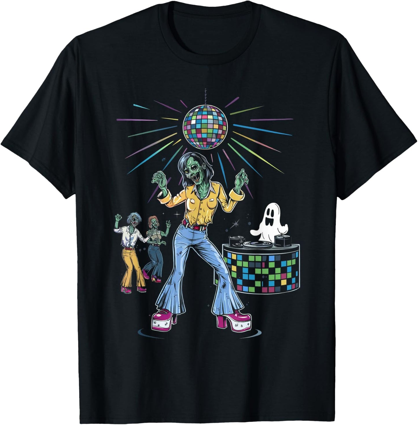 Vintage Halloween Shirt Disco 80's Retro Zombie 70's Dancer T-Shirt - T-Shirt | Black