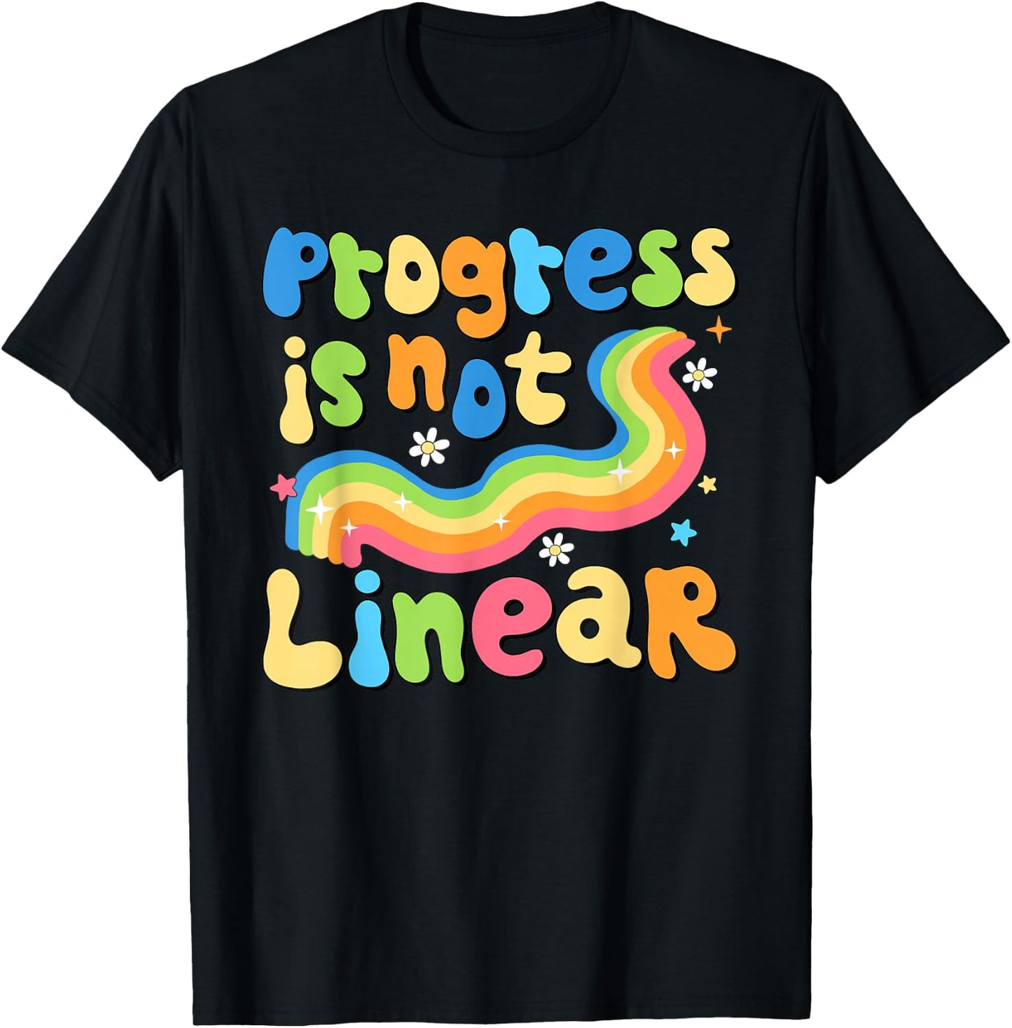 Progress Is Not Linear Groovy Special Education Teacher T-Shirt - T-Shirt | Black