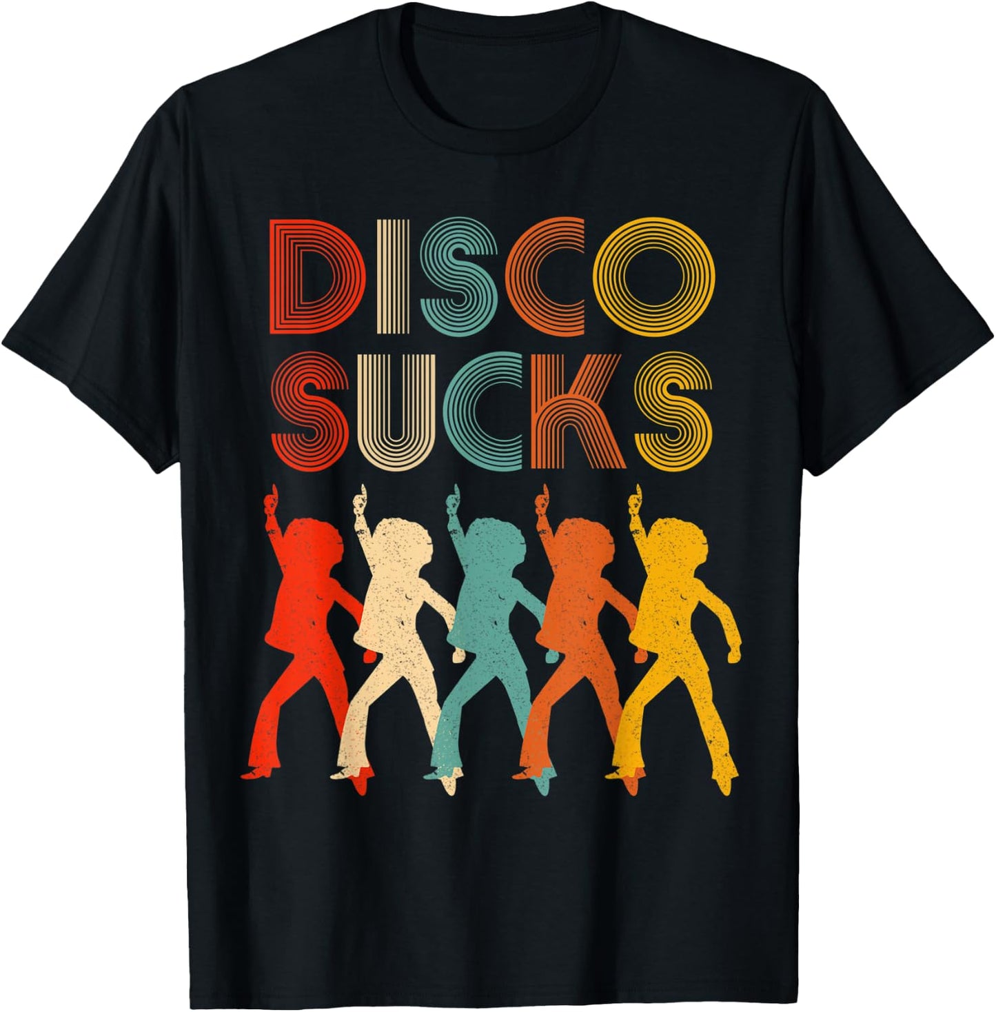 Retro Vintage 1970s Style Disco Dancer Moves Disco Sucks T-Shirt - T-Shirt | Black