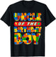 Uncle Birthday Boy Building Bricks Family Party Decoration T-Shirt - T-Shirt | Black