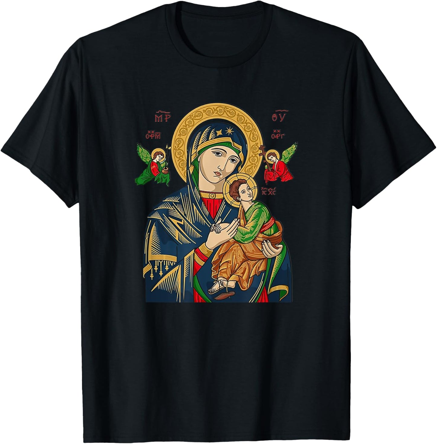 Our Lady of Perpetual Help Blessed Mother Mary Catholic T-Shirt - T-Shirt | Black