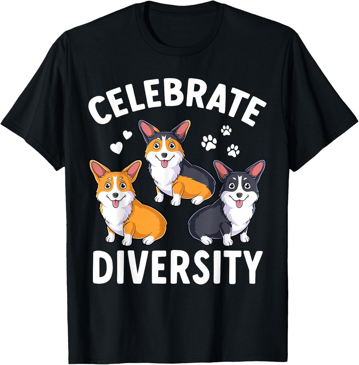Corgi Funny Dog Lover Pembroke Welsh Celebrate Diversity T-Shirt - T-Shirt | Black