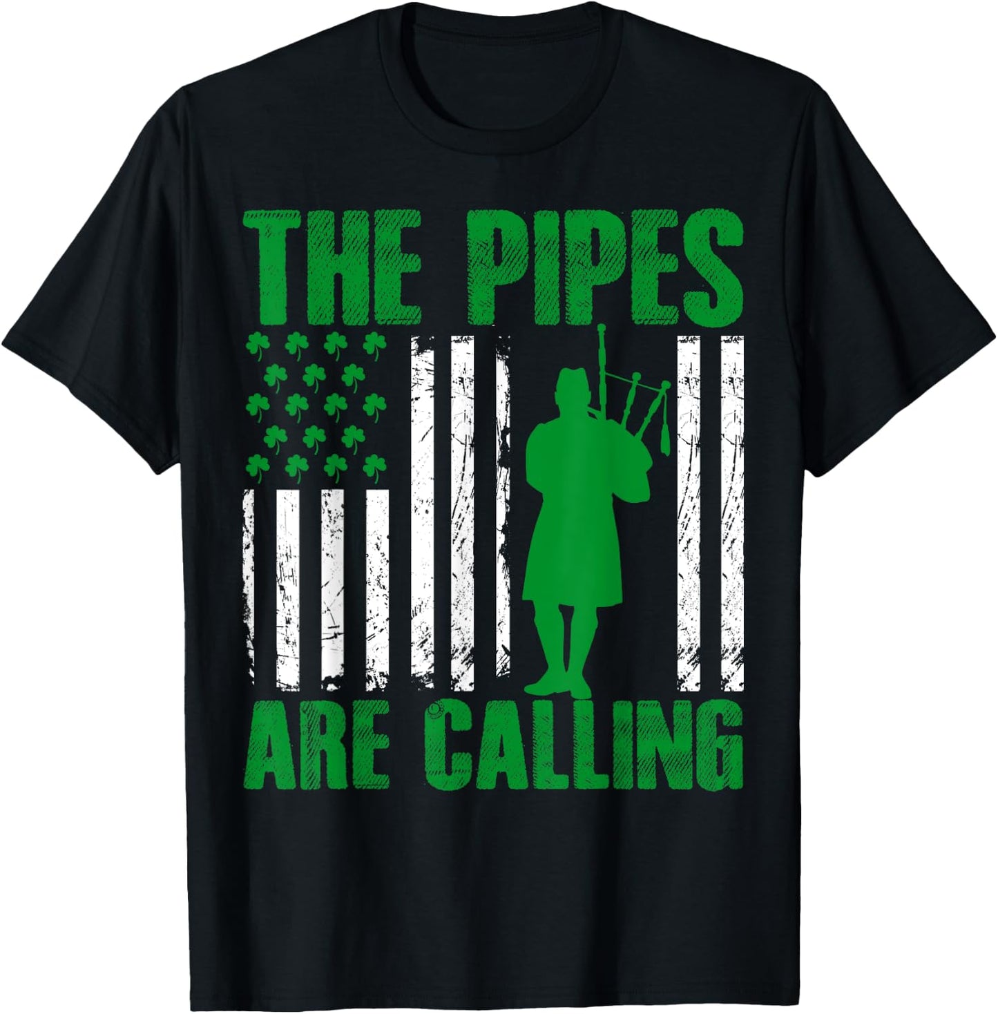 Irish Bagpiper American Pride Musical Bagpipe Gifts Novelty Kids Men T-Shirt - T-Shirt | Black