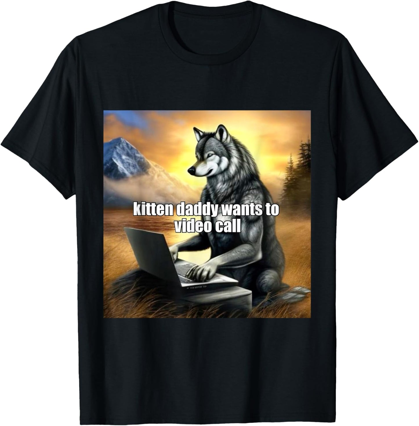 Kitten Daddy Wants to Video Call T-Shirt - T-Shirt | Black