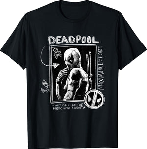 Marvel Deadpool & Wolverine Maximum Effort Doodle Portrait T-Shirt - T-Shirt | Black
