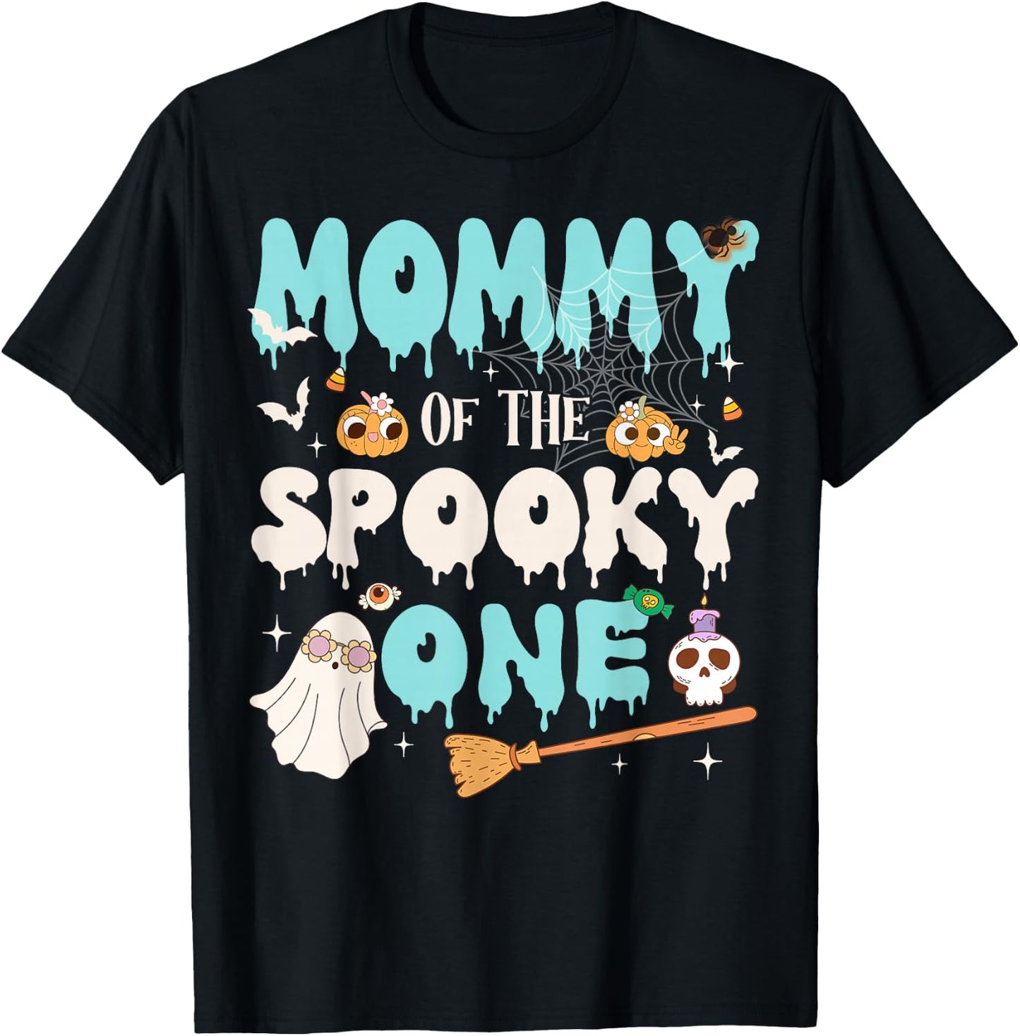 Mommy of The Spooky One Boy 1st Birthday Halloween Family T-Shirt - T-Shirt | Black