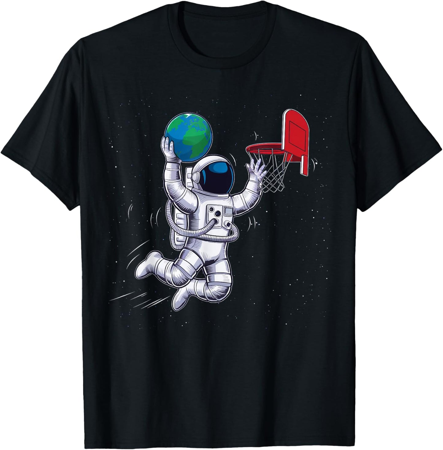 Astronaut Basketball Outer Space Planet Gifts Men Women Kids T-Shirt - T-Shirt | Black