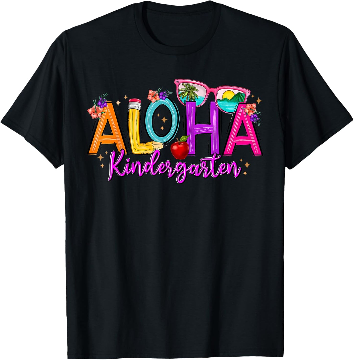 Aloha Kindergarten Summer Beach Vacation Teacher School T-Shirt - T-Shirt | Black