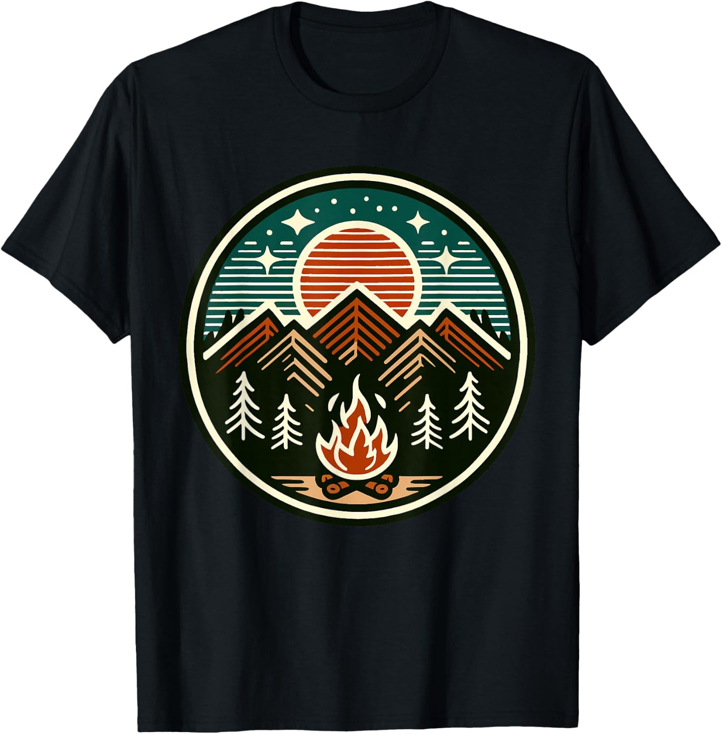 Retro Vintage Campfire Camping Camper Outdoor Camp Men Women T-Shirt - T-Shirt | Black