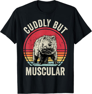 Wombat Retro Cuddly But Muscular Funny Wombat T-Shirt - T-Shirt | Black