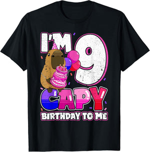 9 Years Capy Birthday to me Girls 9th Birthday Capybara T-Shirt - T-Shirt | Black