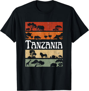Retro Africa Tanzania Safari Travel Tanzania Tour T-Shirt - T-Shirt | Black
