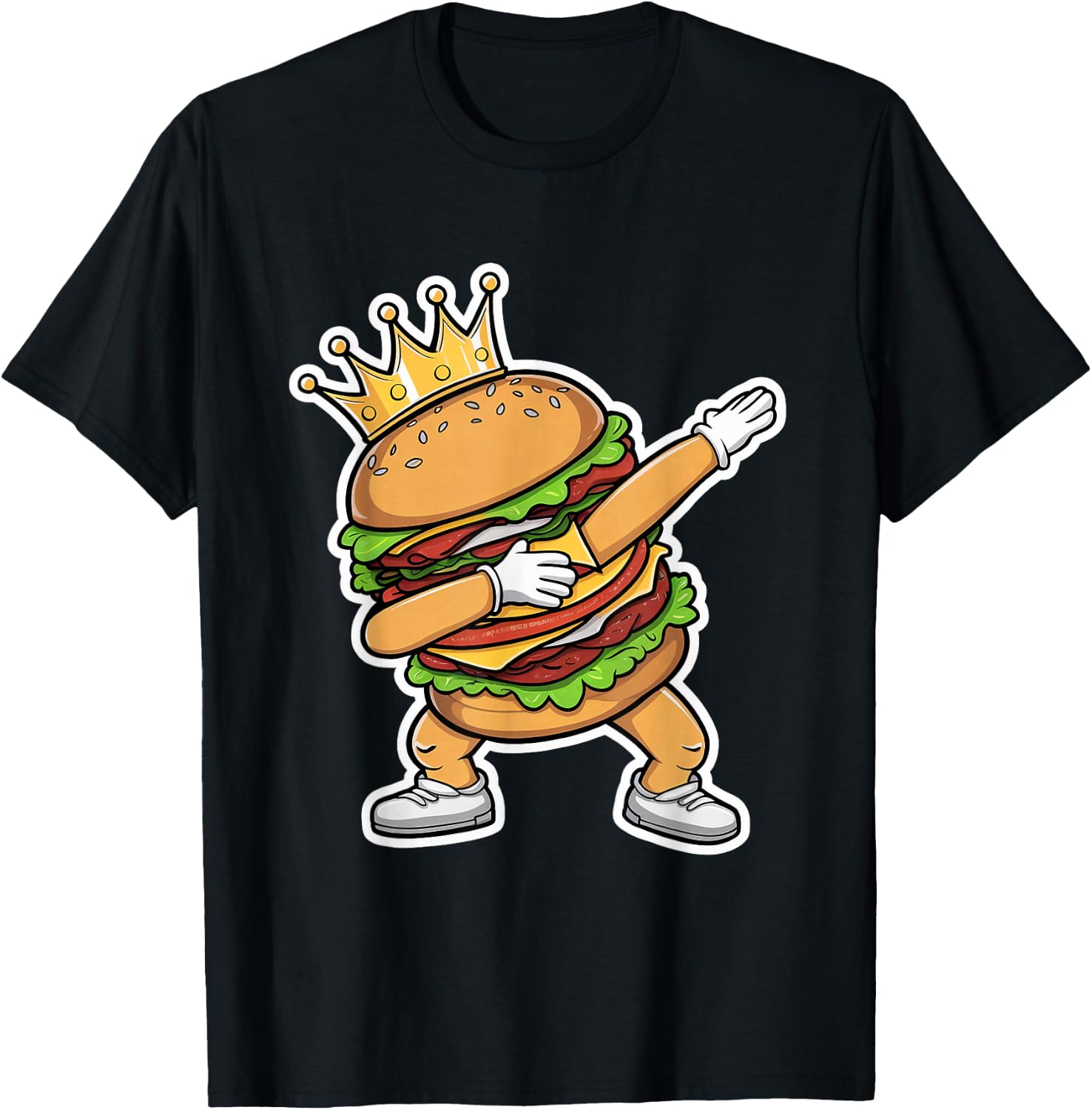 King of Burger Dab Dancing Funny Hamburger T-Shirt - T-Shirt | Black