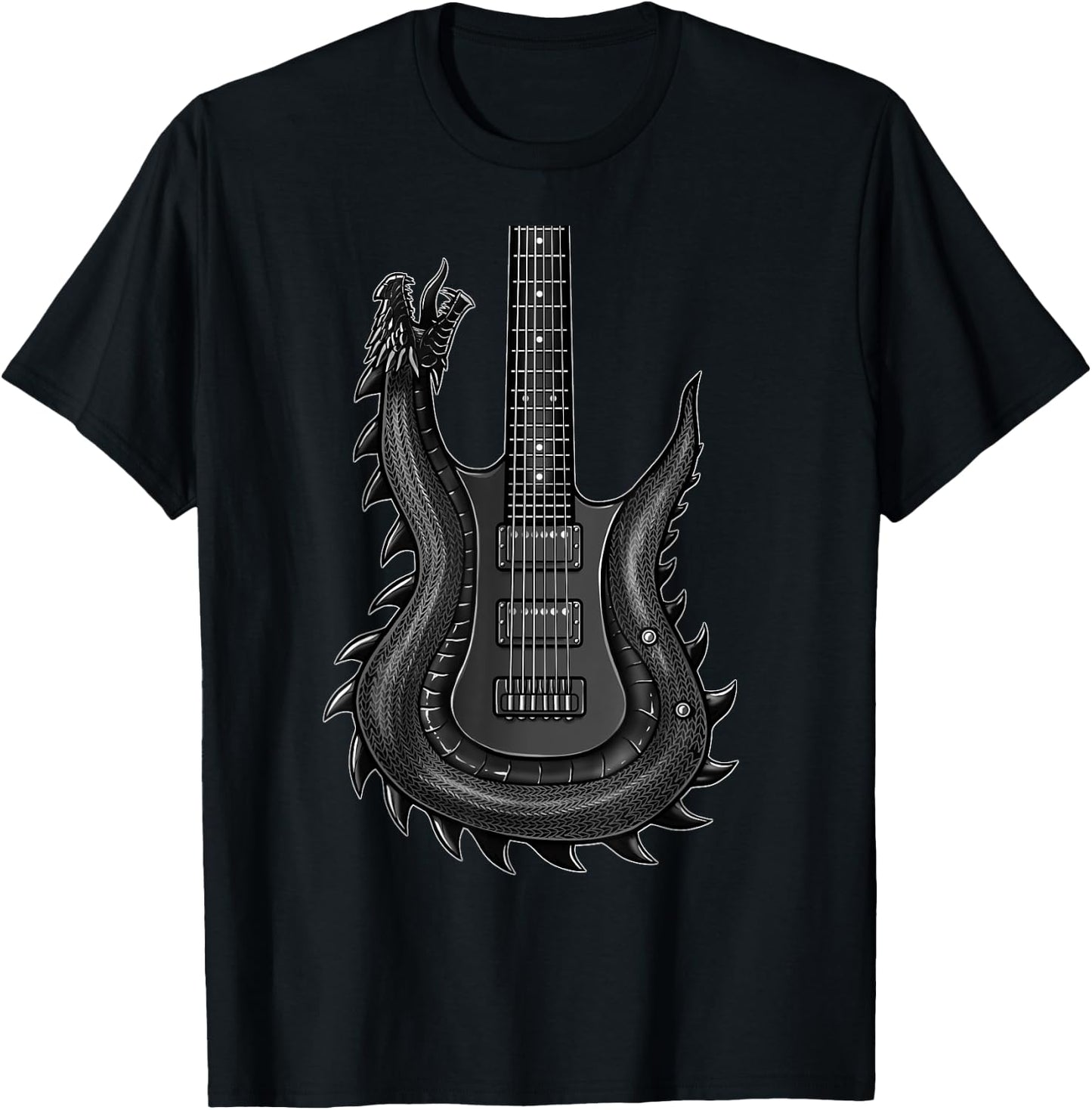 Cool Dragon Guitar Shirt Concert Band Rock And Roll T-Shirt - T-Shirt | Black