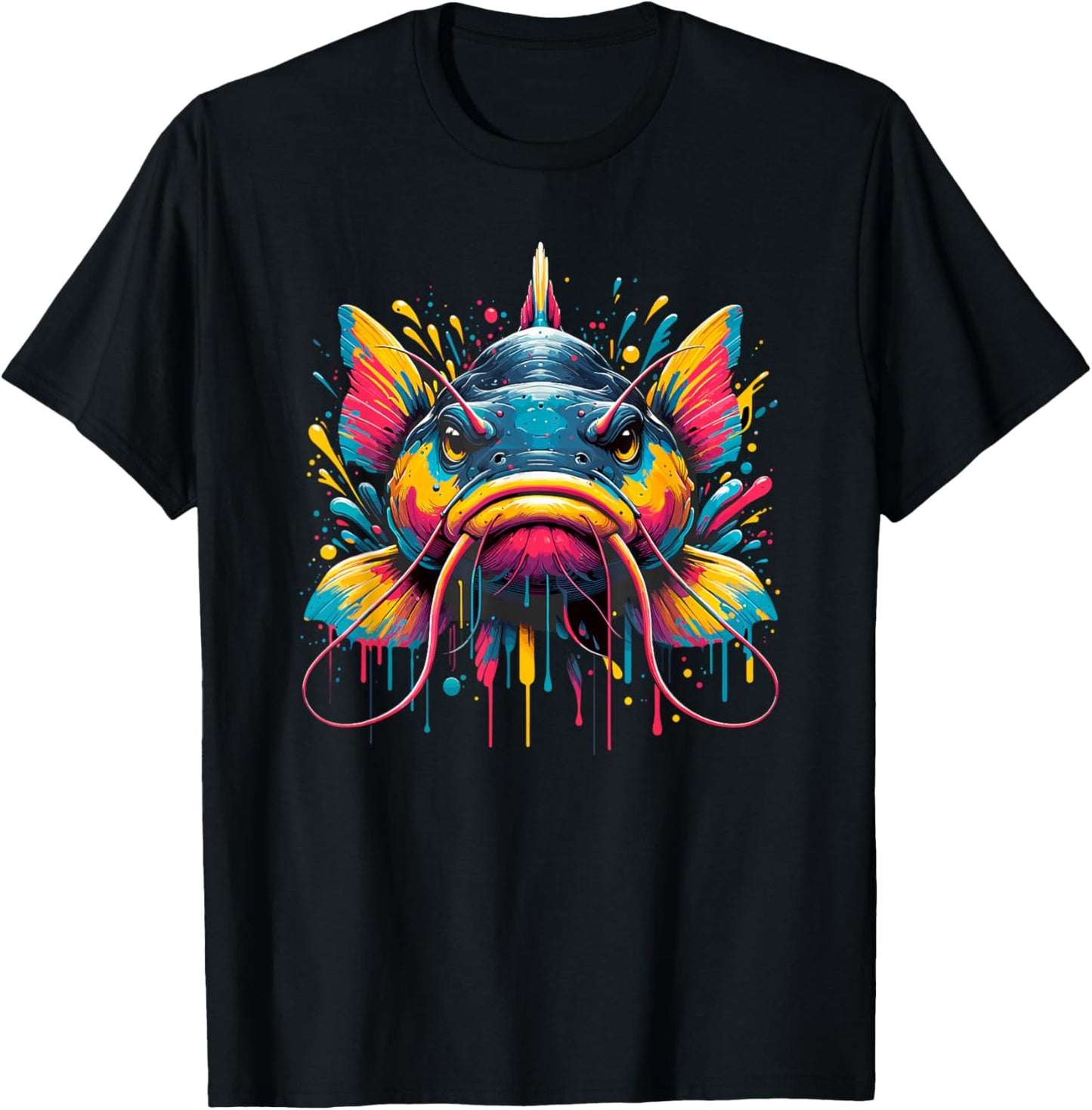 Splash Art Catfish Fish Catfishes T-Shirt - T-Shirt | Black