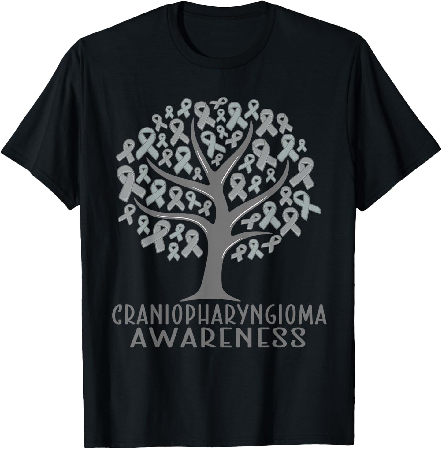 Craniopharyngioma Awareness Tree Ribbons, Wear grey T-Shirt - T-Shirt | Black