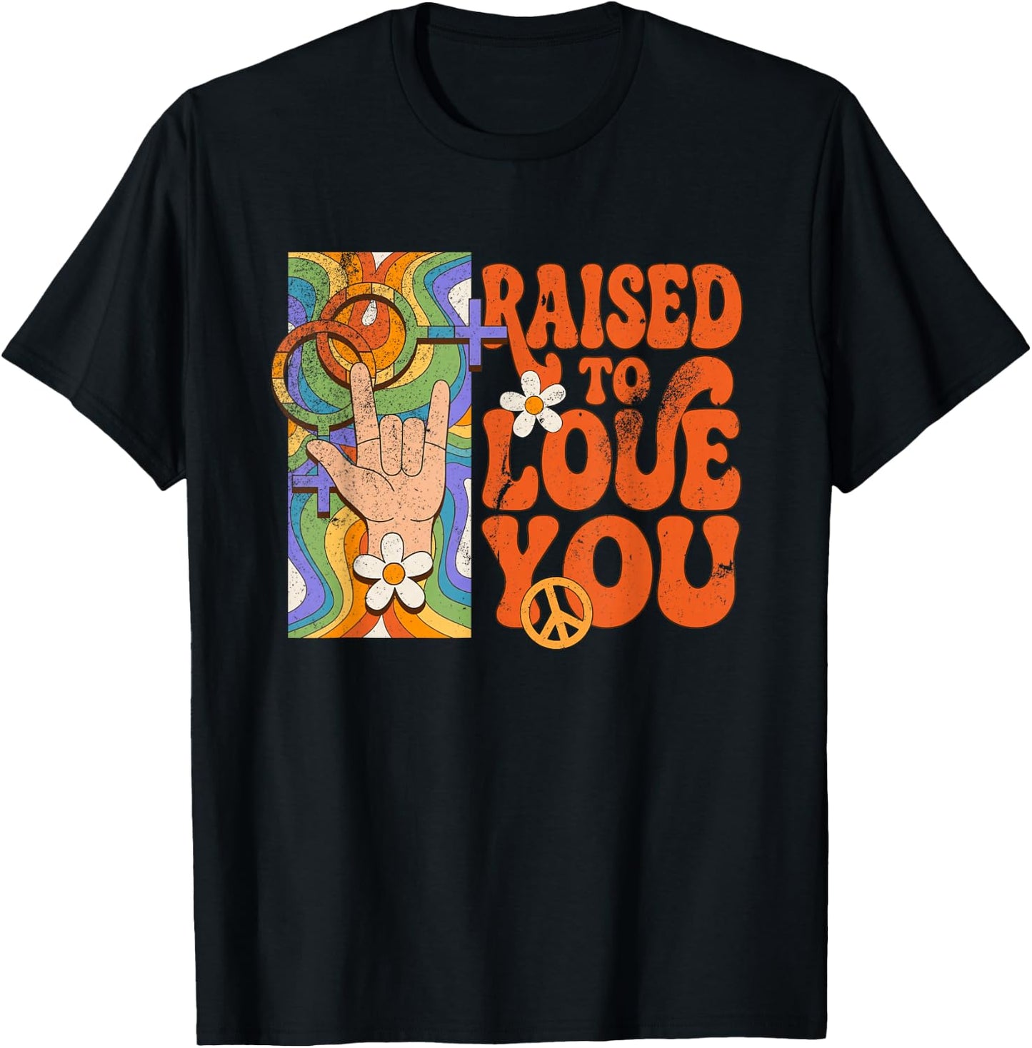 Raised to Love You Retro LGBTQ Pride Month Boys Girls Kids T-Shirt - T-Shirt | Black