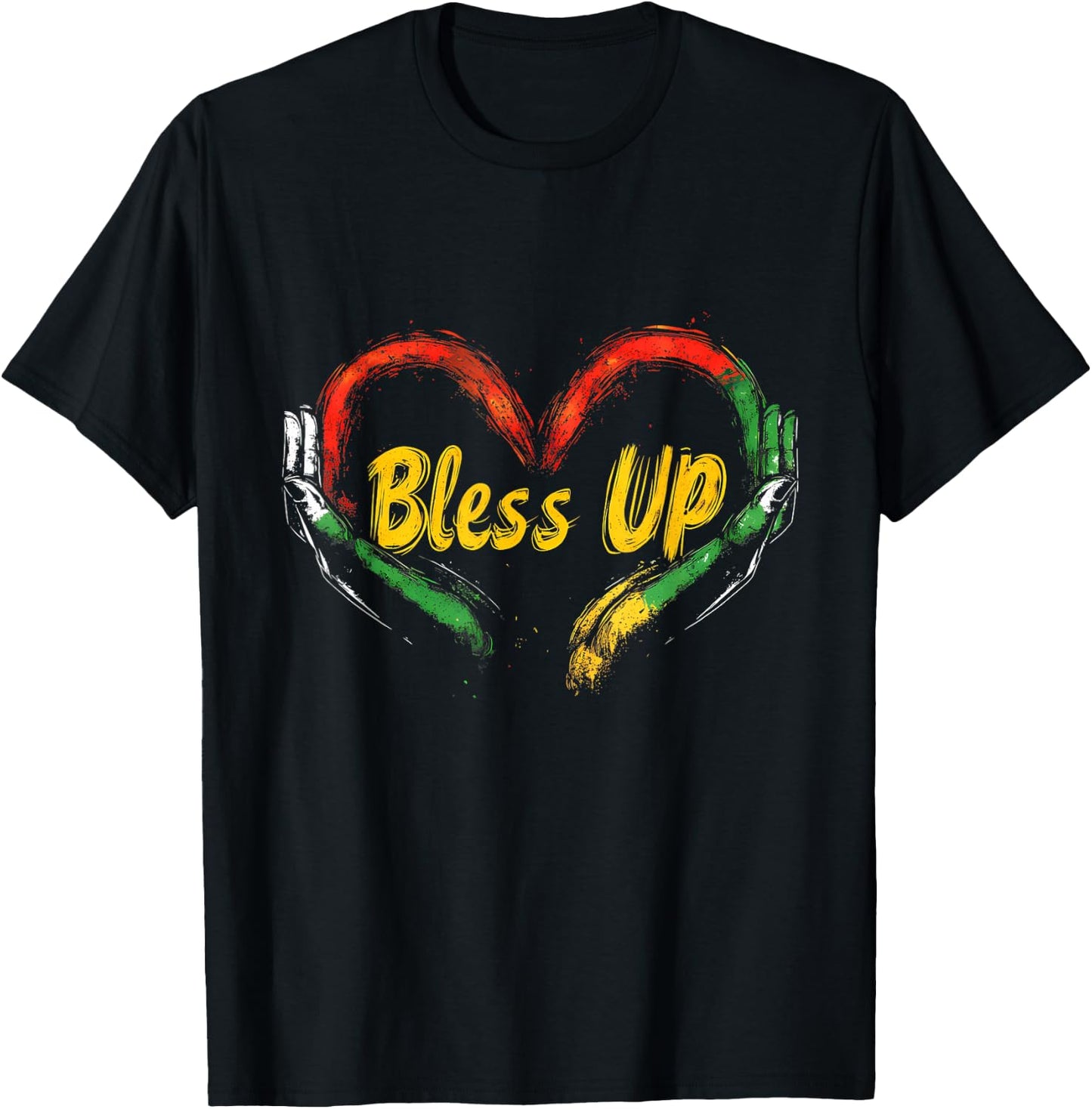Hand Heart Reggae Rastafari Jamaican Roots Rasta T-Shirt - T-Shirt | Black
