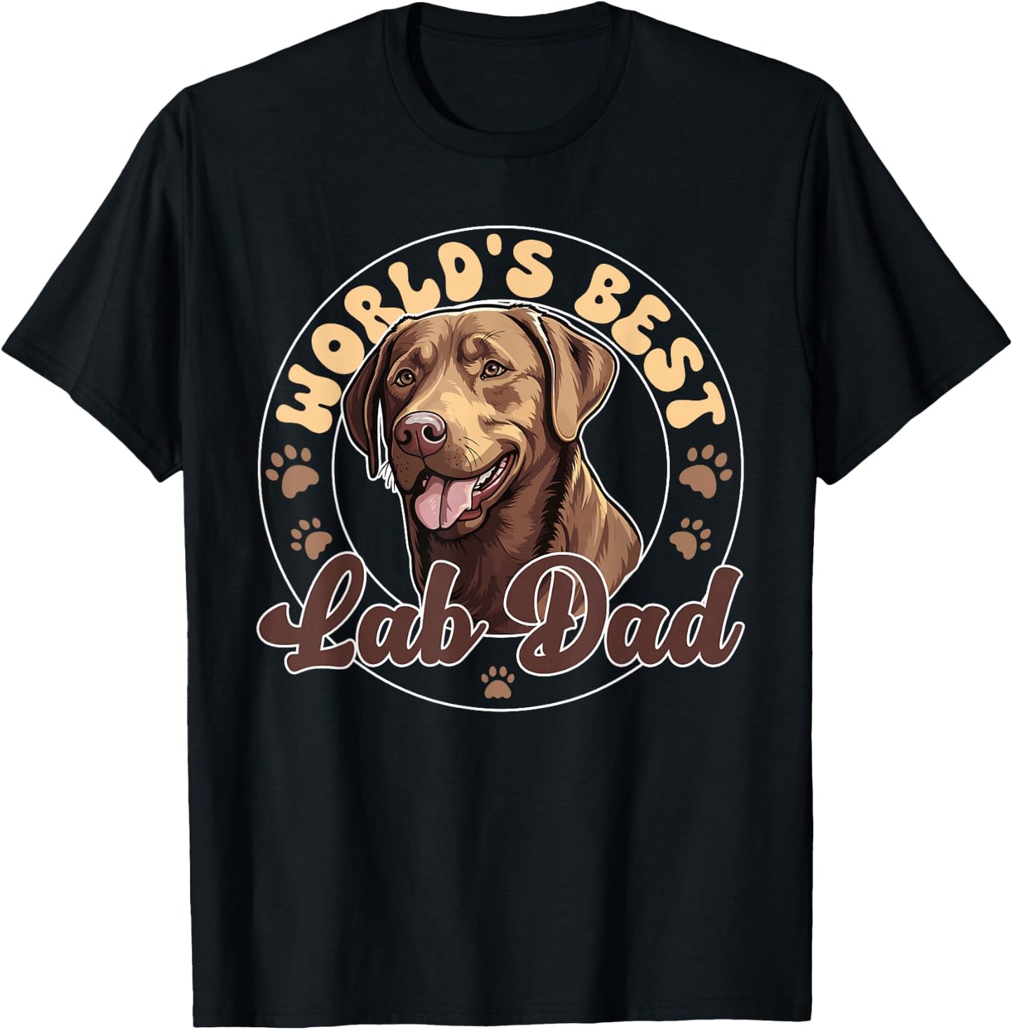 Chocolate Labrador Retirever Dog World's Best Lab Dad T-Shirt - T-Shirt | Black