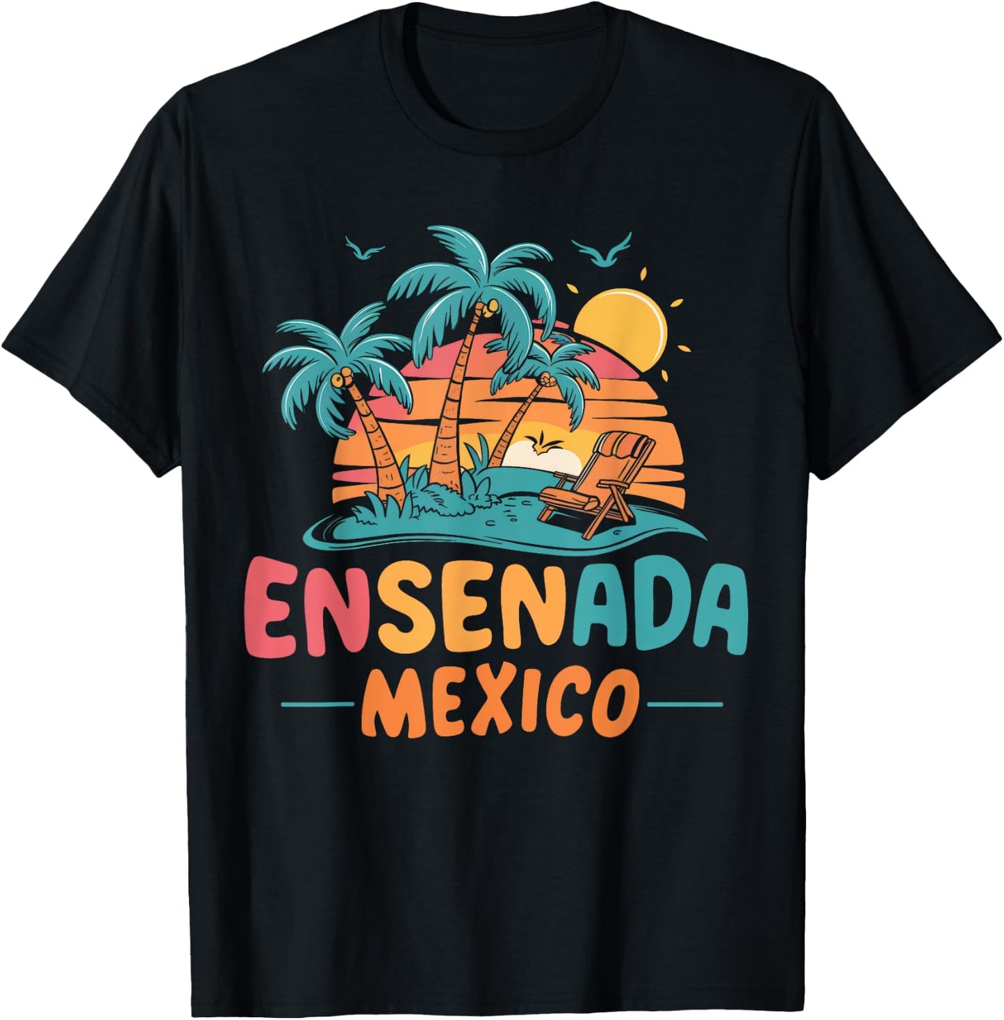 Ensenada Mexico Tropical Sunset beach Souvenir Vacation Women Kids T-Shirt - T-Shirt | Black